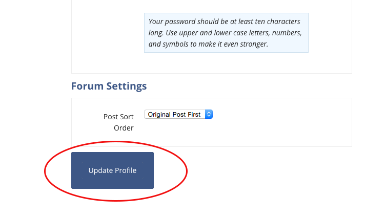 update profile button