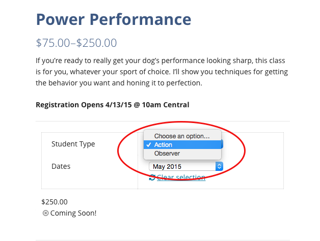 select student type