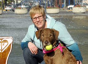 Dog trainer Margaret Simek and her dog.